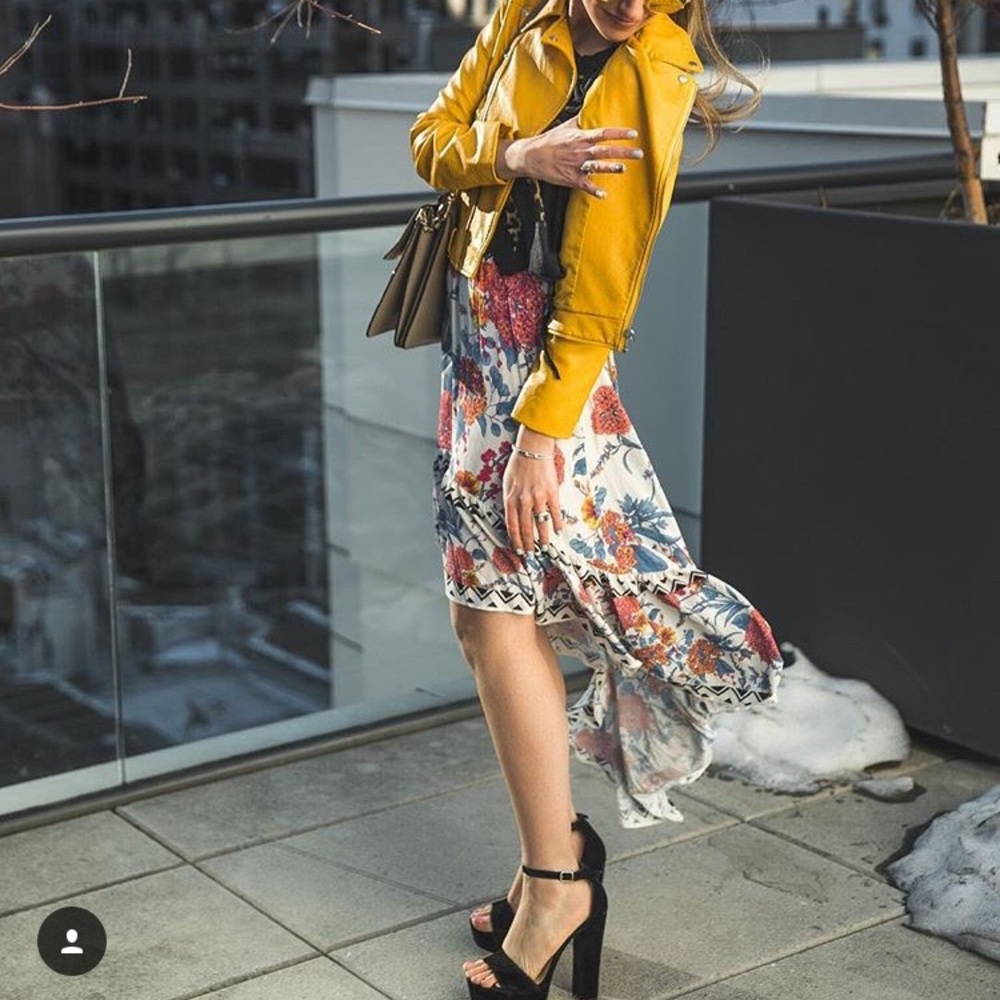 High/low floral skirt